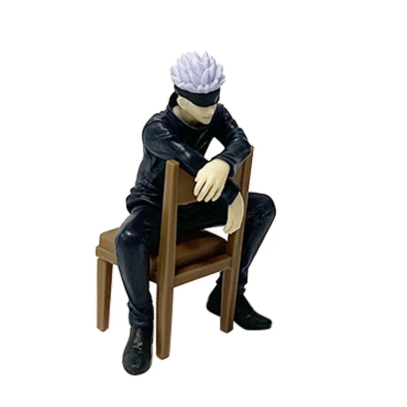 11CM Gojo Satoru Anime Jujutsu Kaisen Figure Satoru Gojo Rest Time Sitting Position Comes with Stool Gift Toy Action Figure PVC