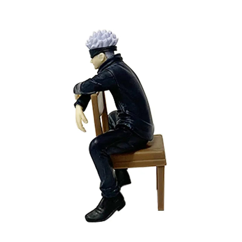 11CM Gojo Satoru Anime Jujutsu Kaisen Figure Satoru Gojo Rest Time Sitting Position Comes with Stool Gift Toy Action Figure PVC