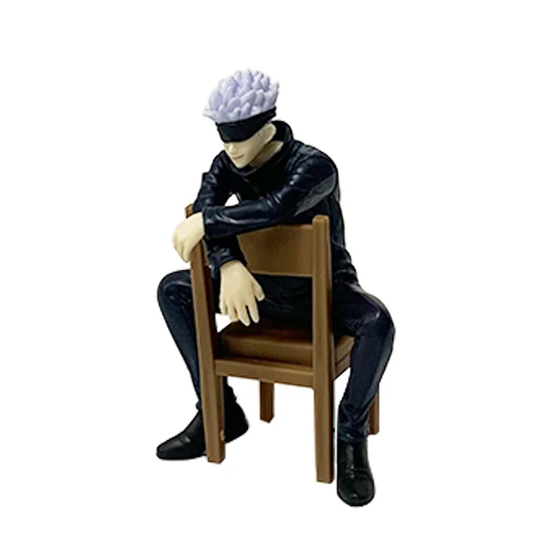 11CM Gojo Satoru Anime Jujutsu Kaisen Figure Satoru Gojo Rest Time Sitting Position Comes with Stool Gift Toy Action Figure PVC